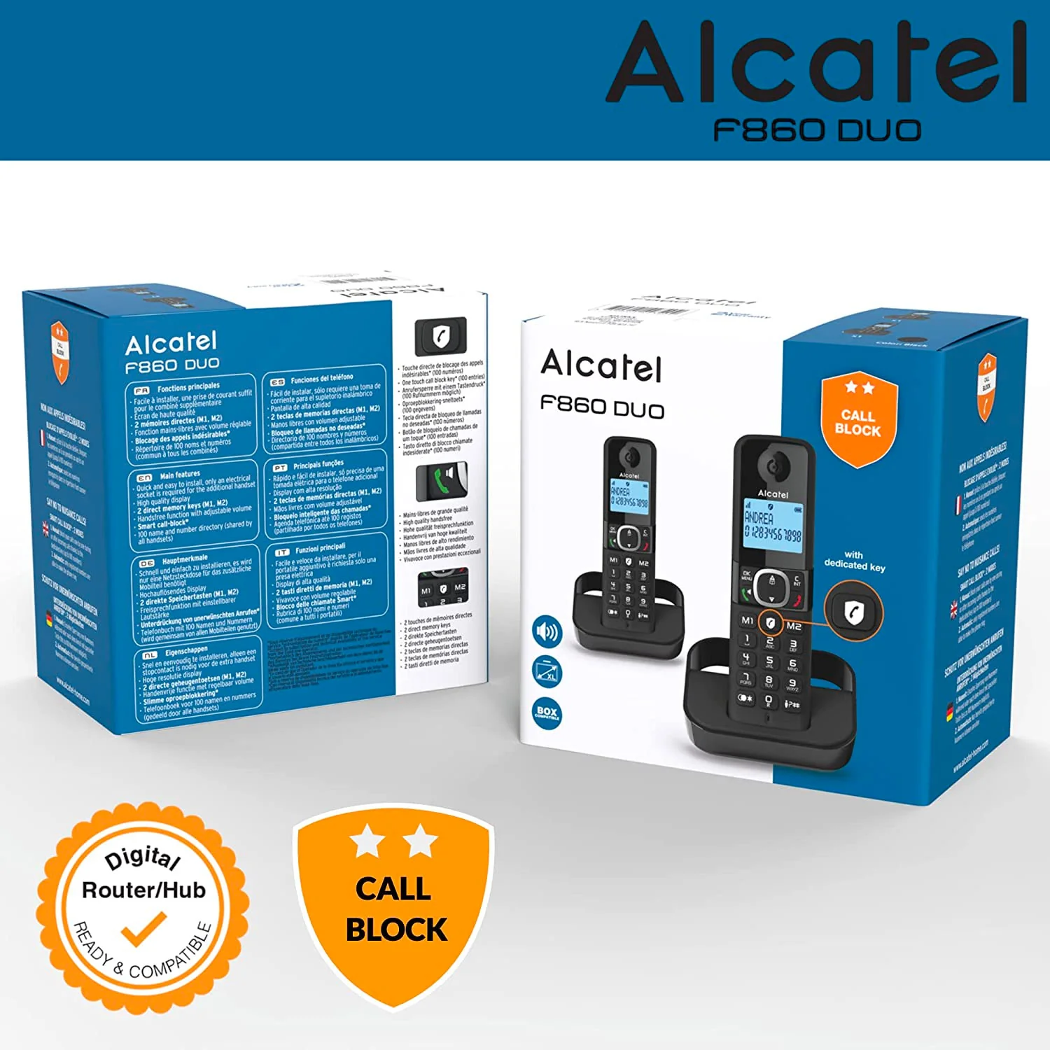 Alcatel F860 Cordless Phone, Twin Handset - Image 2