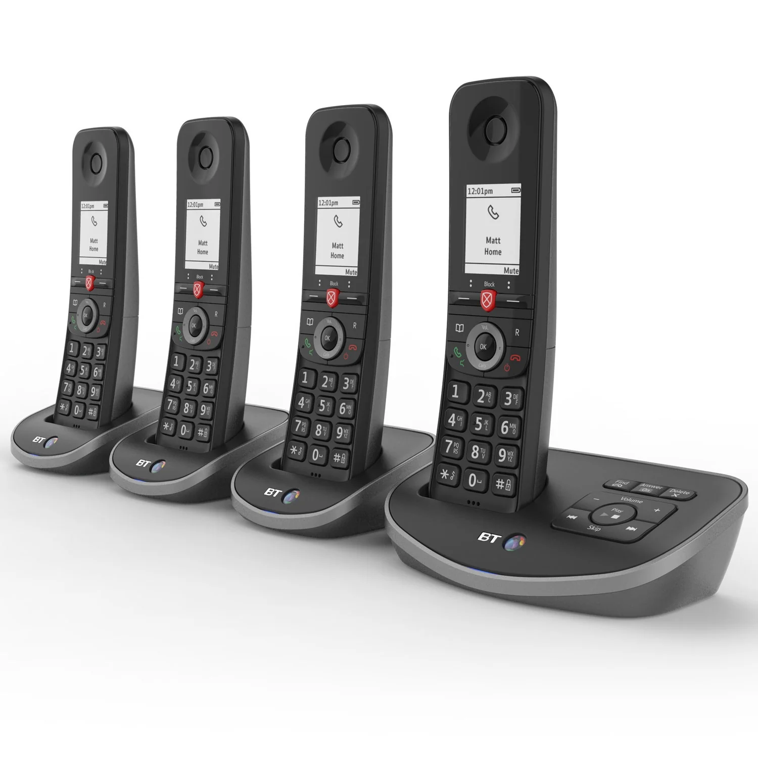 BT Advanced Cordless Phone with Answer Machine, Quad Handset