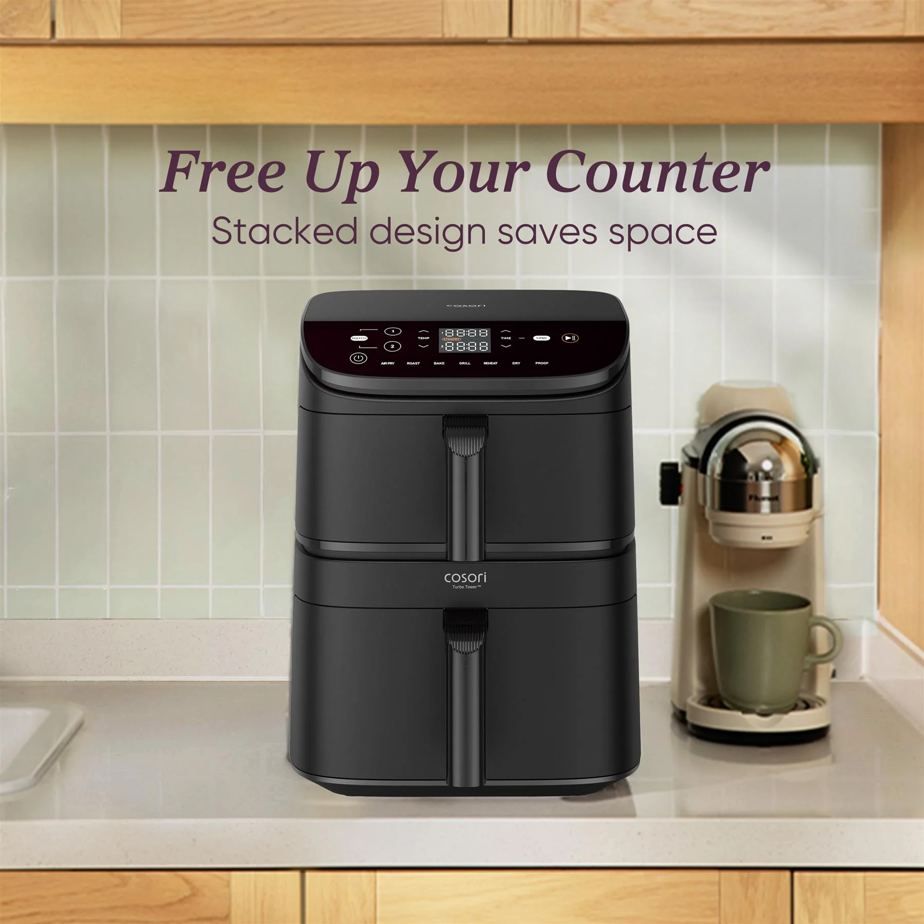 COSORI Turbo Tower 10.8L Air Fryer | Dual Basket, 7-in-1, Space Saving, 7 Settings - Image 12