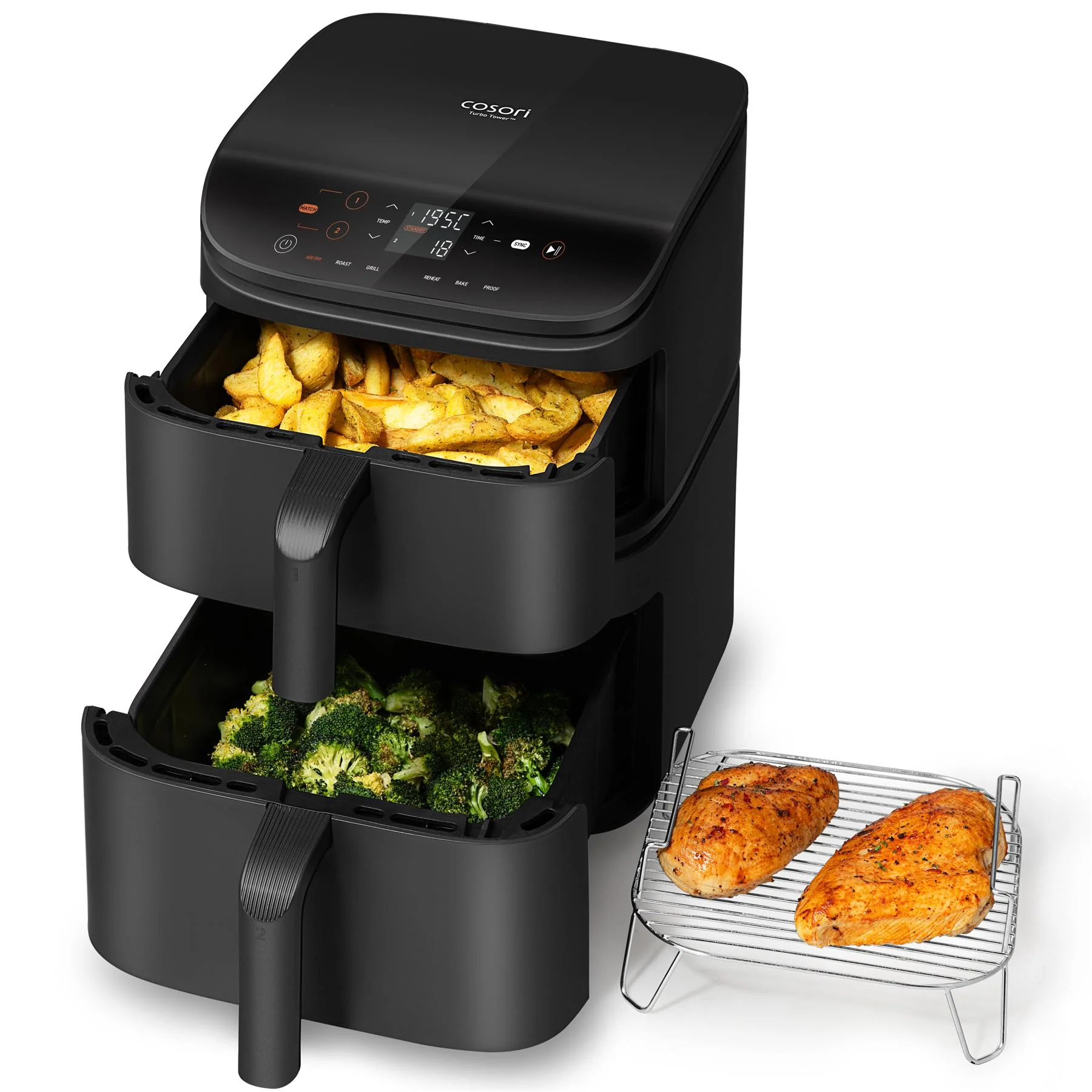 COSORI Turbo Tower 10.8L Air Fryer | Dual Basket, 7-in-1, Space Saving, 7 Settings - Image 3