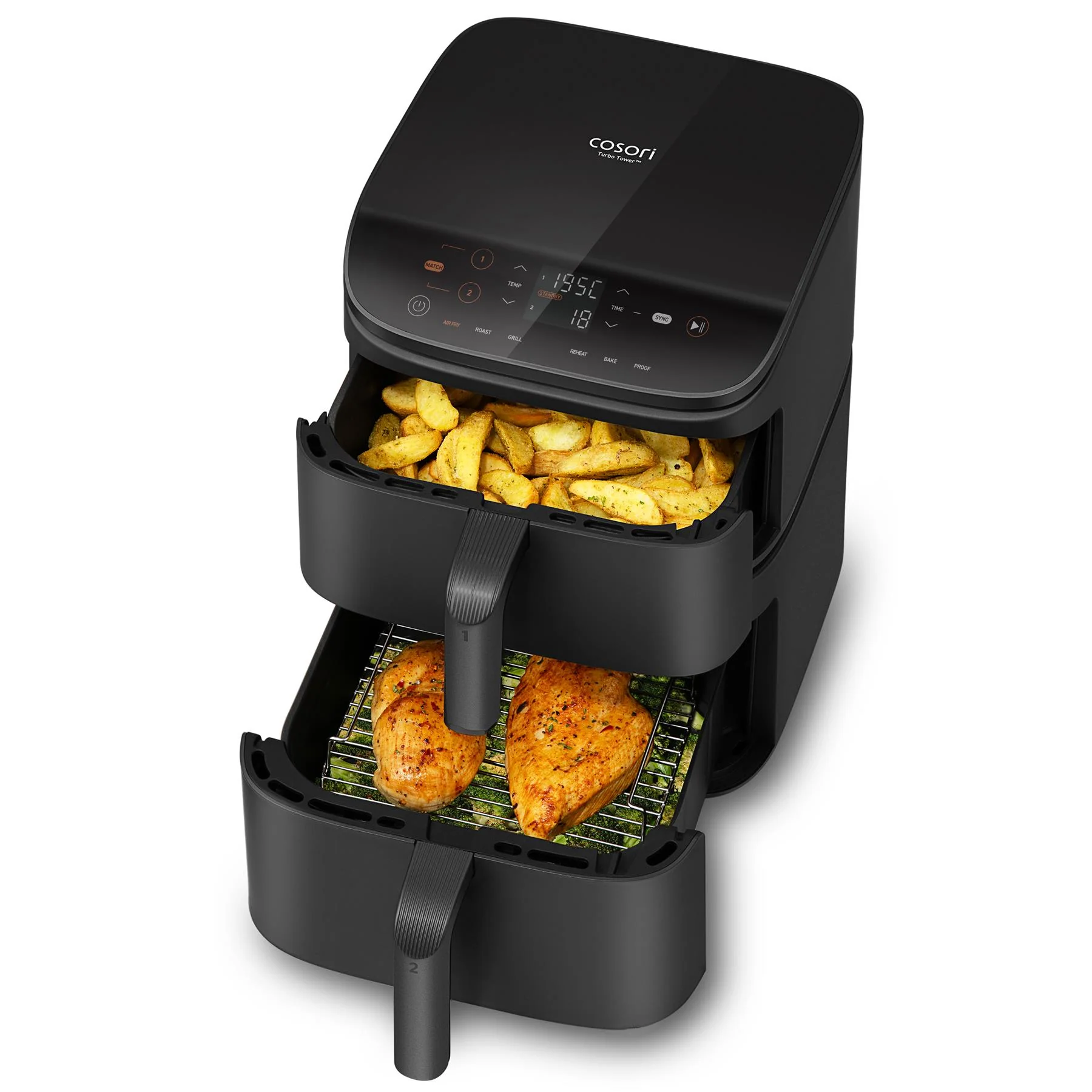 COSORI Turbo Tower 10.8L Air Fryer | Dual Basket, 7-in-1, Space Saving, 7 Settings - Image 4