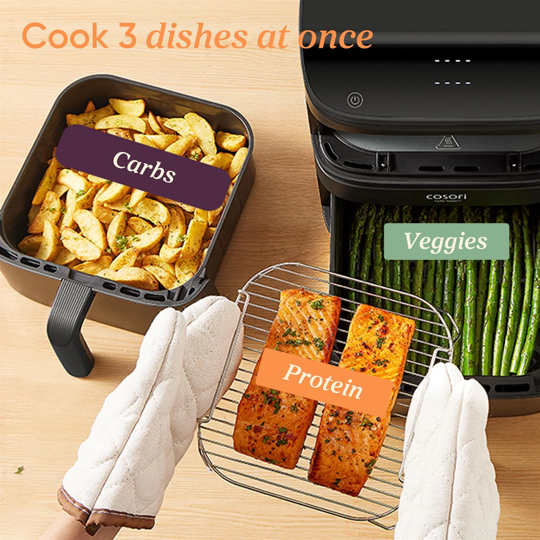 COSORI Turbo Tower 10.8L Air Fryer | Dual Basket, 7-in-1, Space Saving, 7 Settings - Image 6