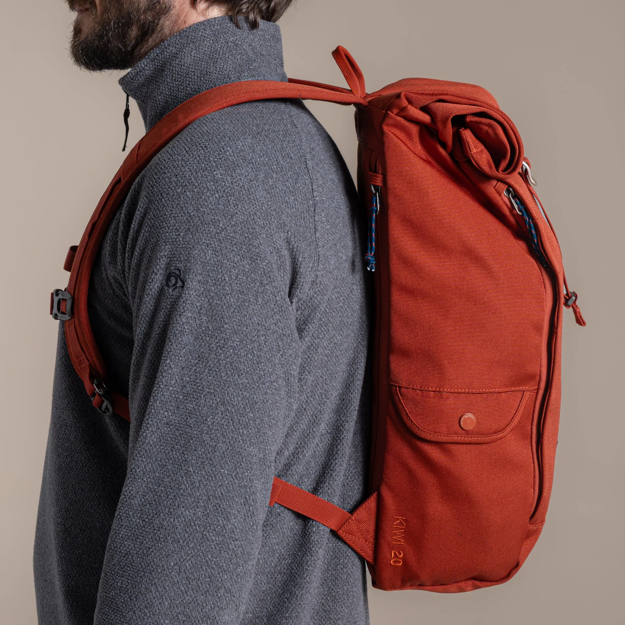Craghoppers 20L Kiwi Classic Rolltop Backpack II | Red Beach - Image 3