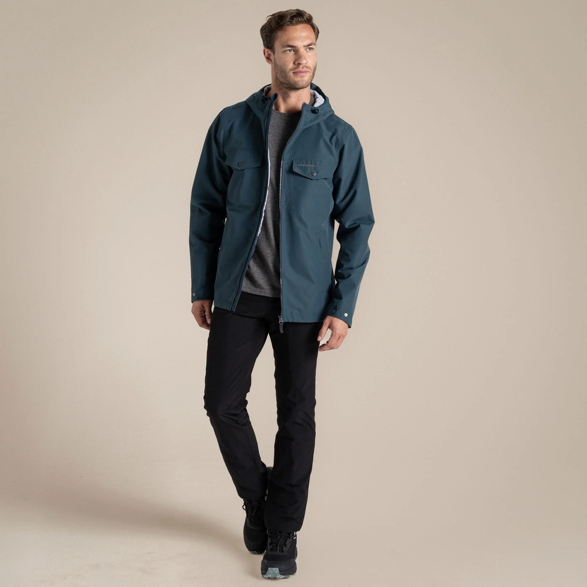 Craghoppers Mens' Harslow Waterproof Jacket | Blue Stone - Image 3