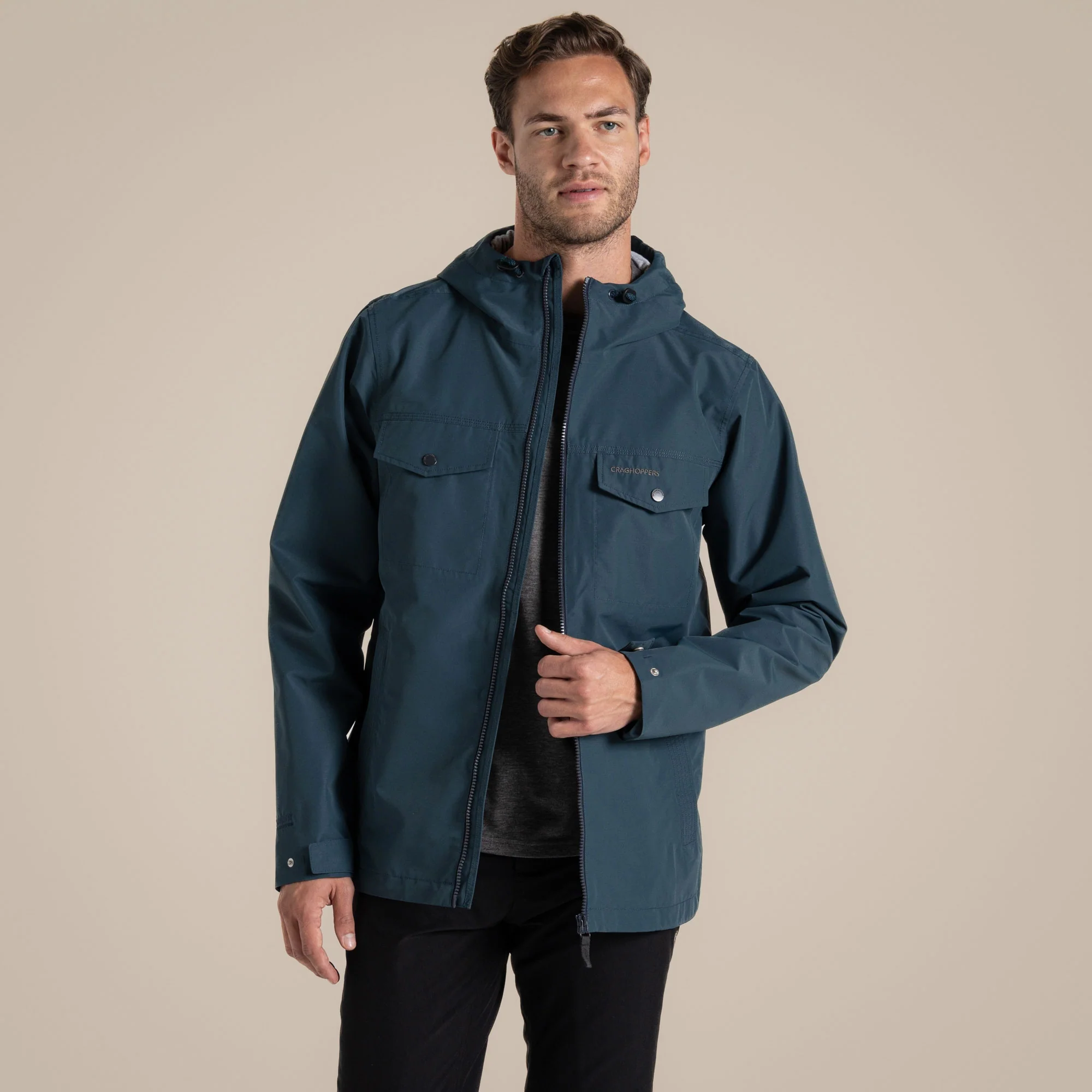 Craghoppers Mens' Harslow Waterproof Jacket | Blue Stone - Image 4