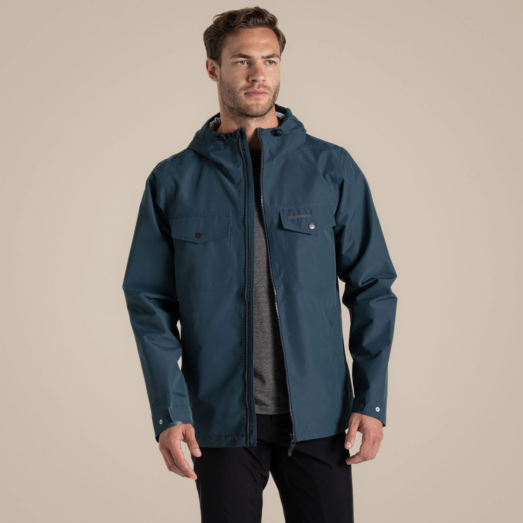Craghoppers Mens' Harslow Waterproof Jacket | Blue Stone - Image 5