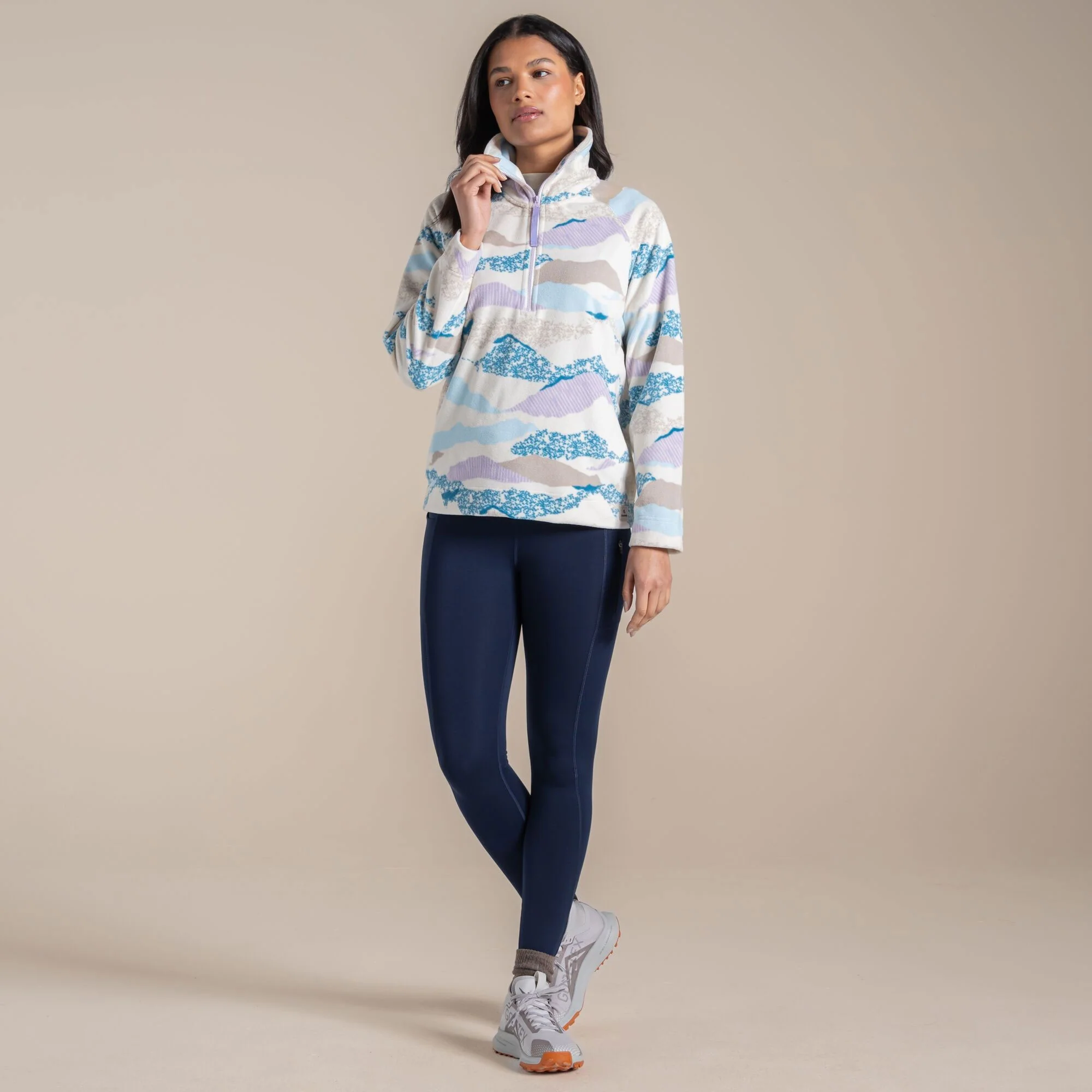 Craghoppers Women's Annjela Half Zip Fleece | Ecru Print - Image 3