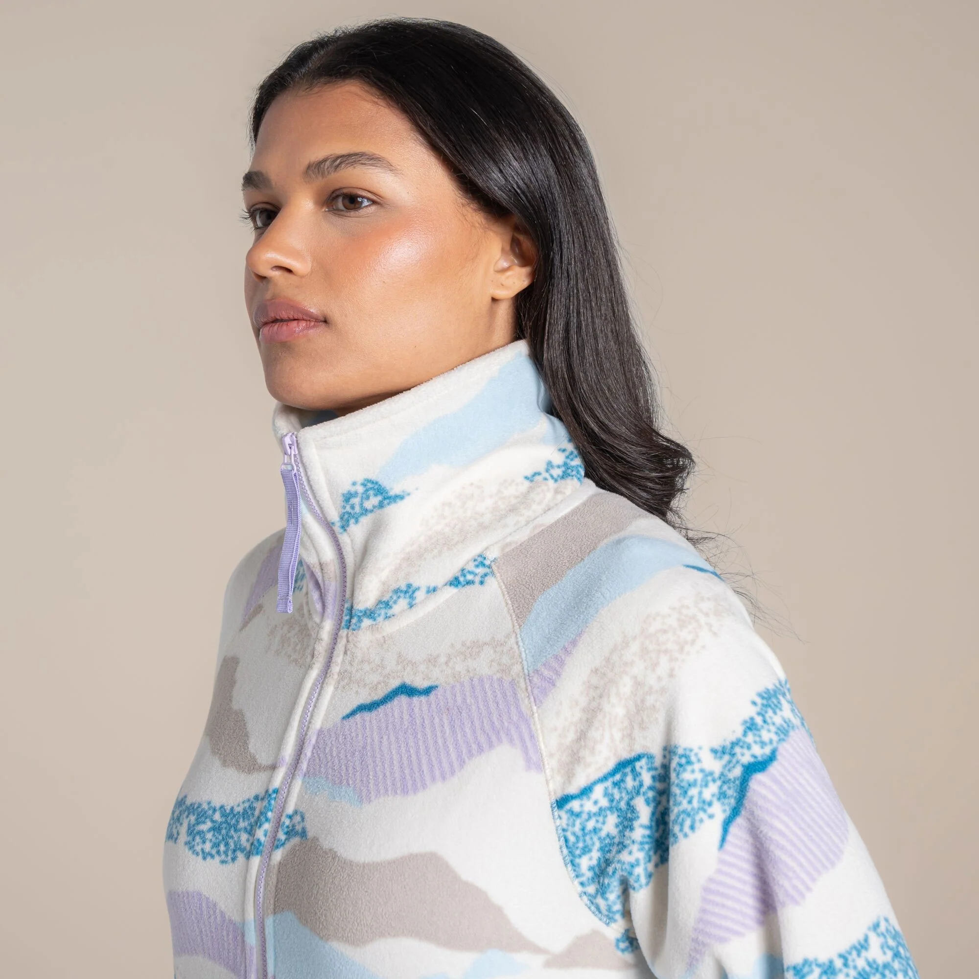 Craghoppers Women's Annjela Half Zip Fleece | Ecru Print - Image 6