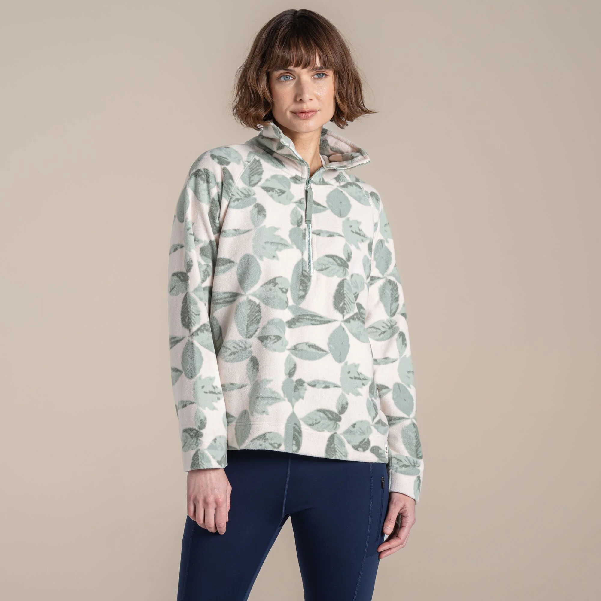 Craghoppers Women's Annjela Half Zip Fleece | Iced Matcha Print