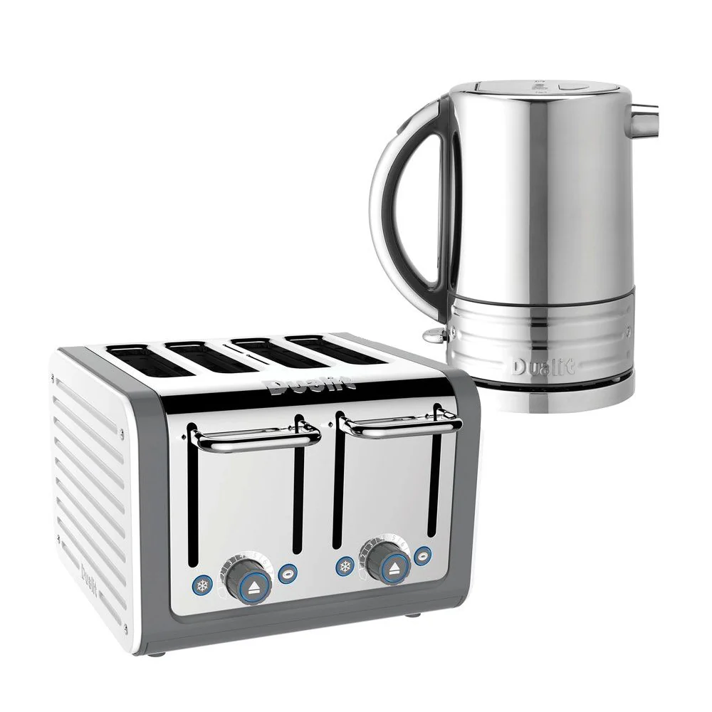 Dualit Architect Kettle & 4 Slice Toaster Set in Grey & Stainless Steel