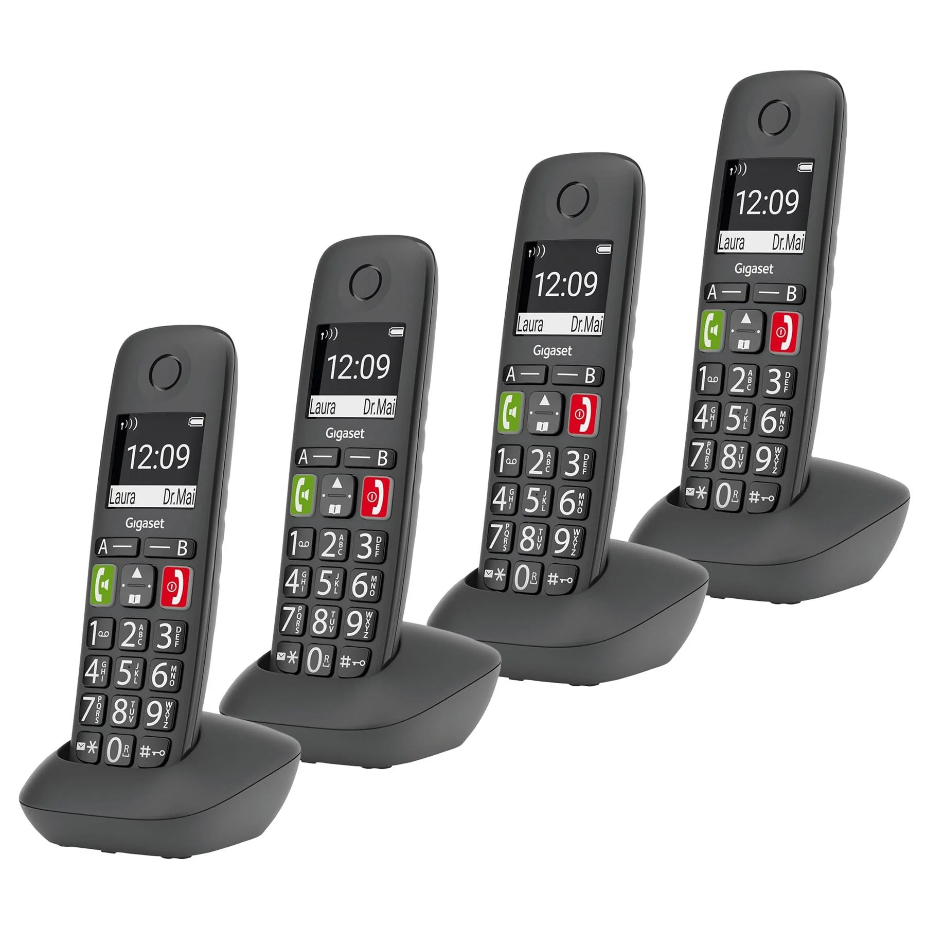 Gigaset E294 Big Button Cordless Phone, Four Handsets