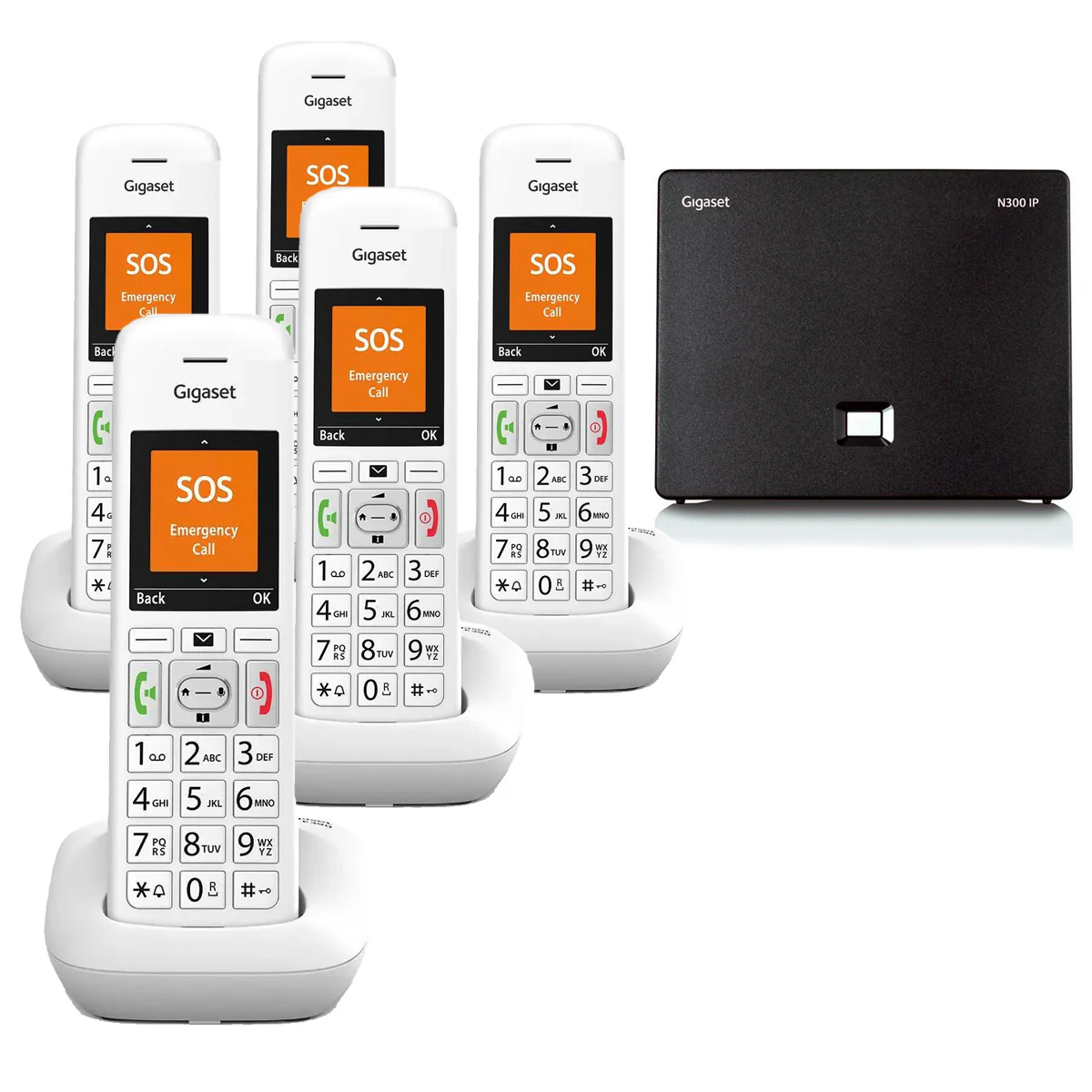Gigaset E390A Premium VoIP Phone, Five Handset
