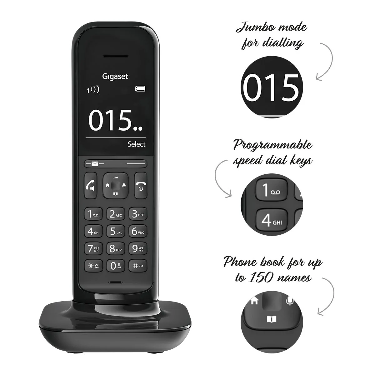 Gigaset Hello Designer Cordless Phone, Trio Handset without Answer Machine - Image 4