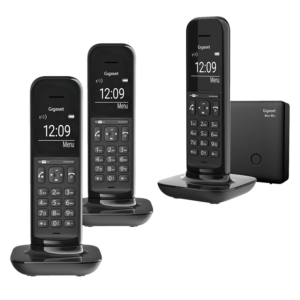 Gigaset Hello Designer Cordless Phone - Black, Trio Handset with Answer Machine