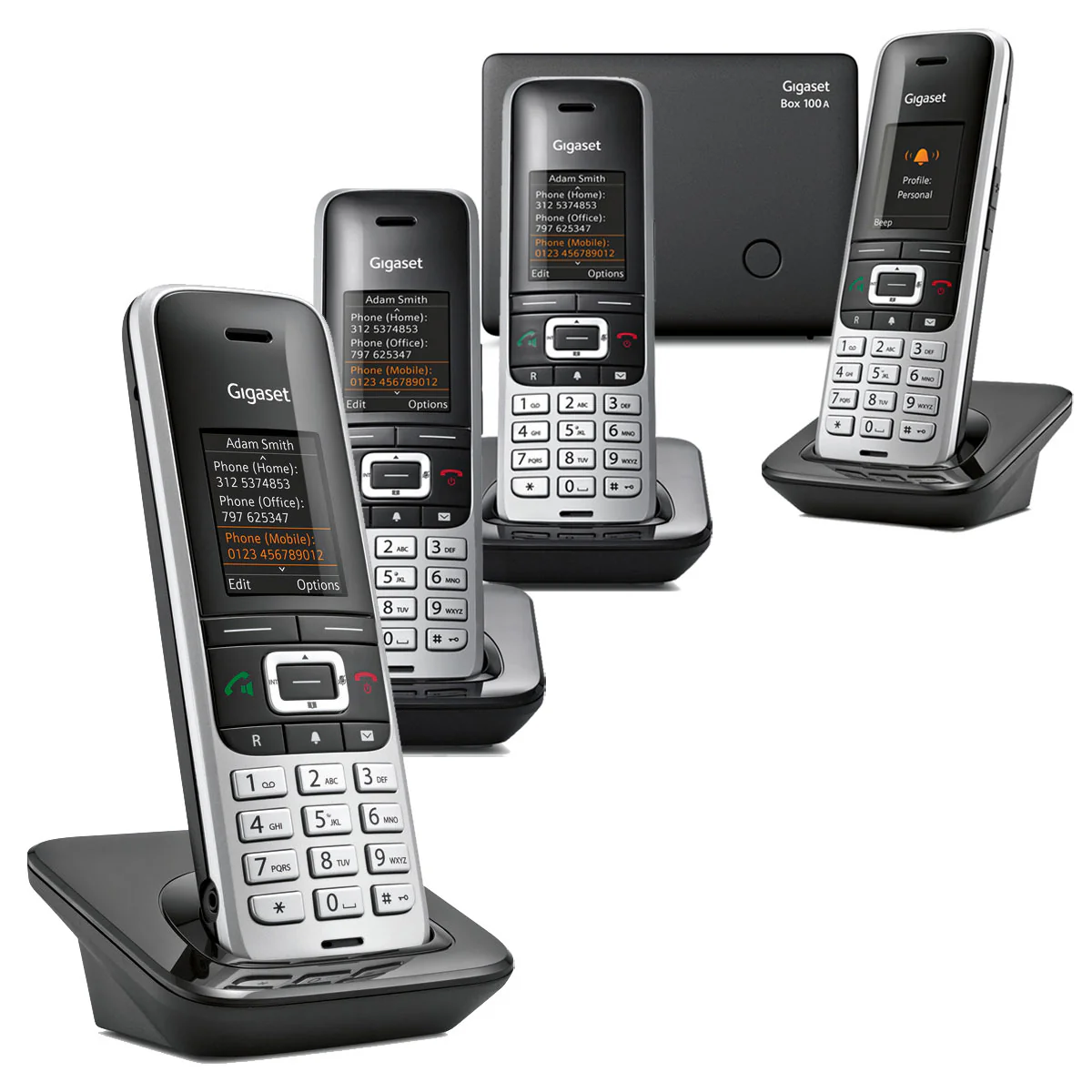 Gigaset Premium 100A Cordless Phone, Quad Handset