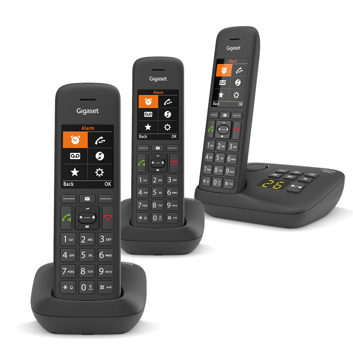 Gigaset Premium C575A Cordless Phone, Trio Handset with Answer Machine