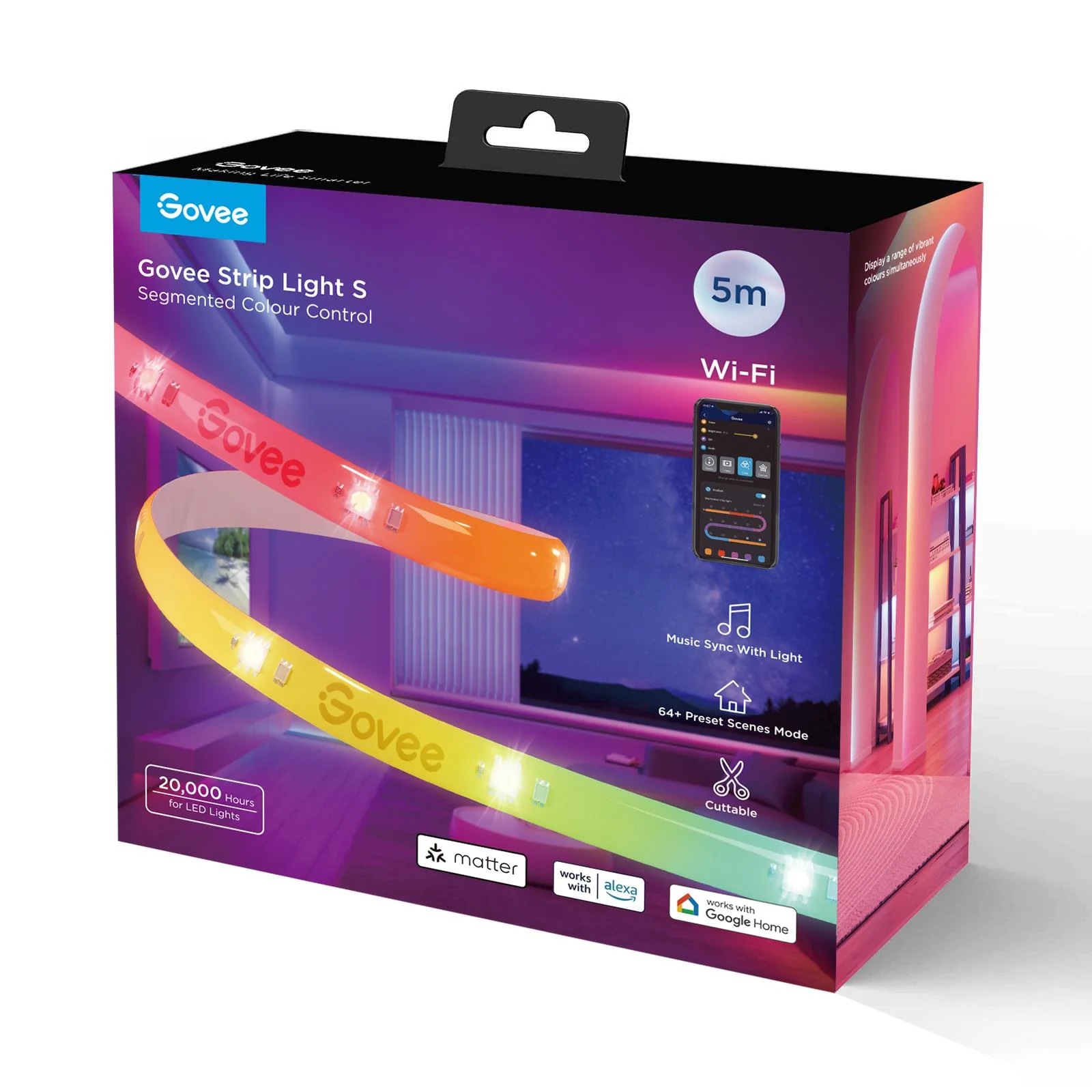 Govee RGBIC Wi-Fi + Bluetooth LED Strip Lights With Protective Coating (5M) - Image 3