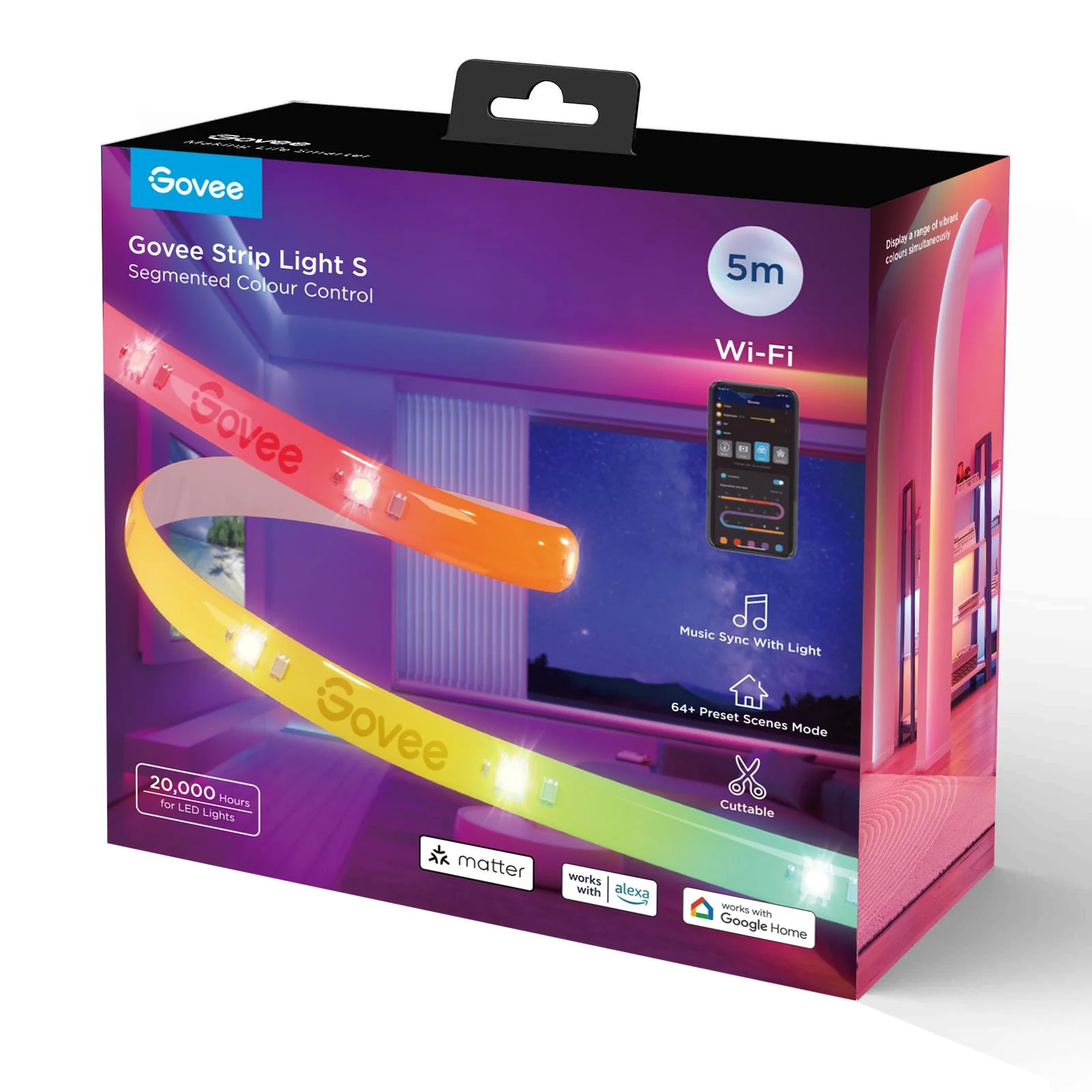 Govee RGBIC Wi-Fi + Bluetooth LED Strip Lights With Protective Coating (5M) - Image 5