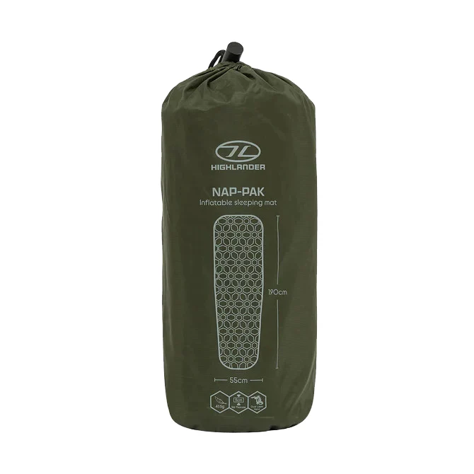 Highlander Nap Pak Inflatable Sleeping Mat - Olive - Image 7