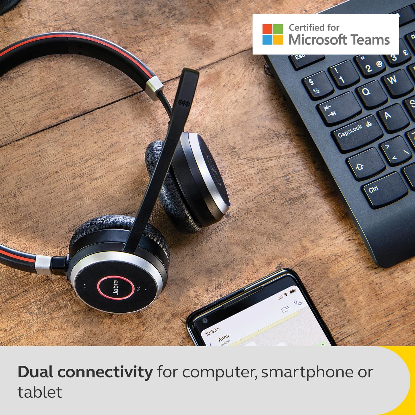 Jabra Evolve 65 SE MS Stereo Corded Headset with Charging Stand - Image 3