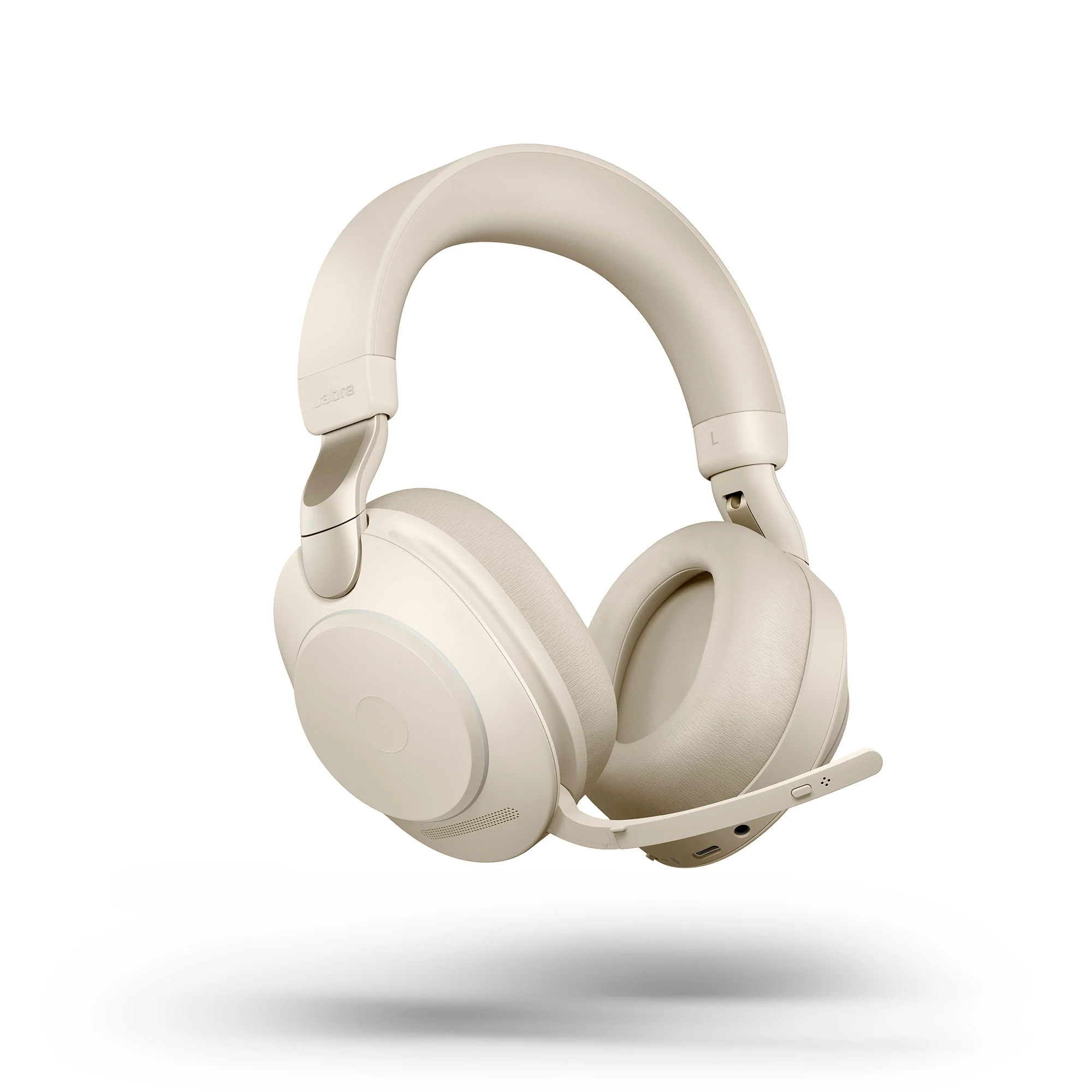 Jabra Evolve2 85 USB-C UC Stereo Wireless Headset in Beige with Jabra Link380