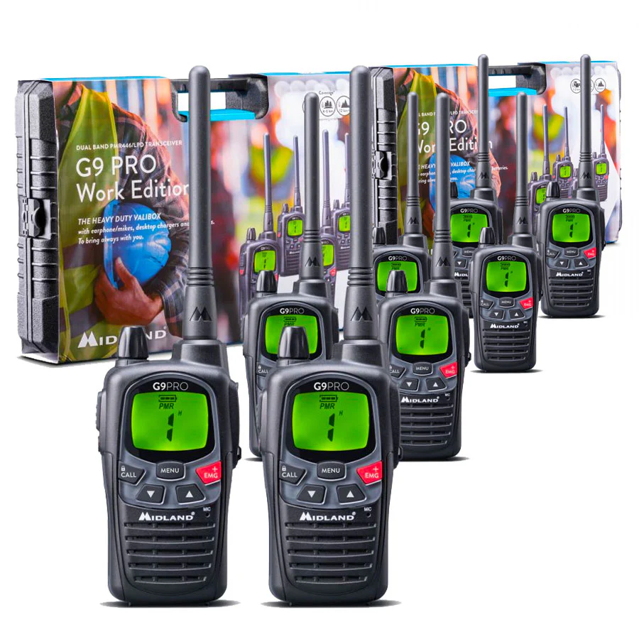 Midland G9 Pro Work Edition Eight Pack Walkie Talkies