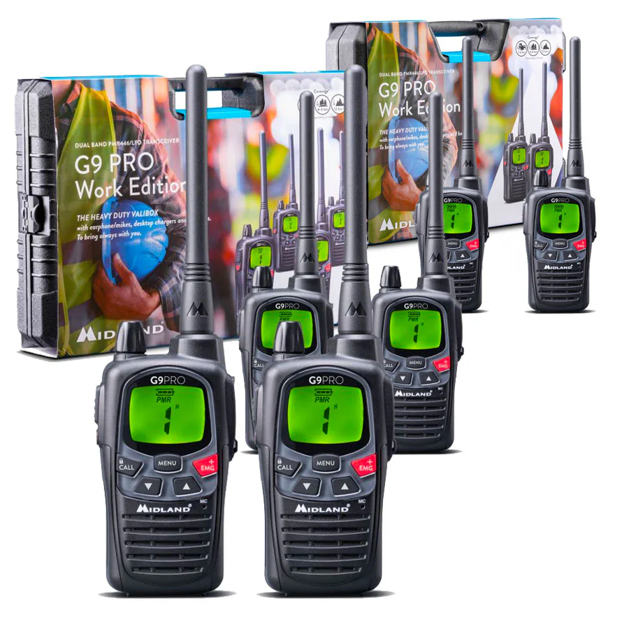 Midland G9 Pro Work Edition Six Pack Walkie Talkies