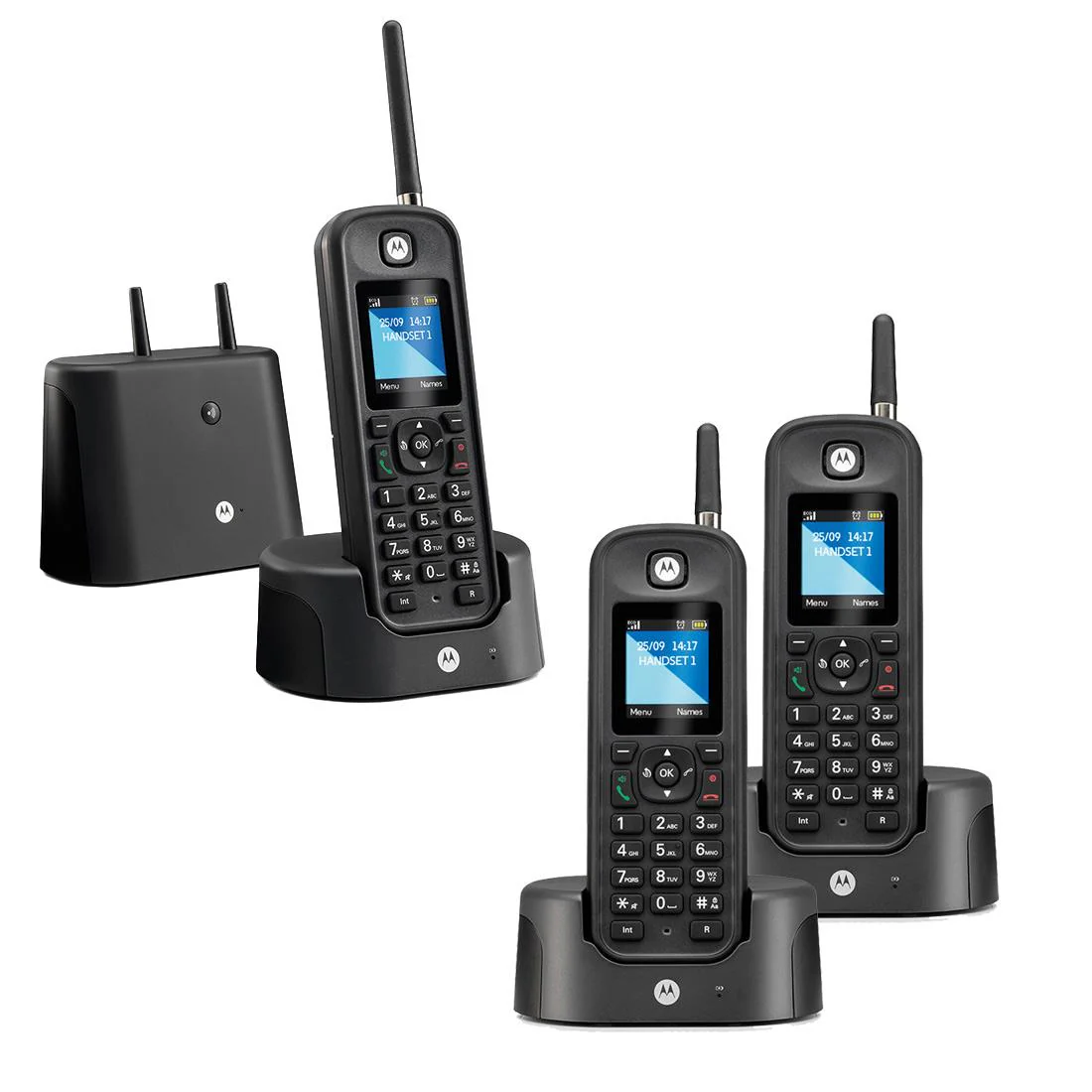 Motorola O203 Long Range Cordless Phone, Trio Handset