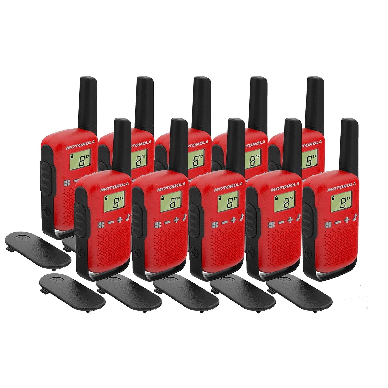 Motorola TALKABOUT T42 Ten Pack Two-Way Radios in Red