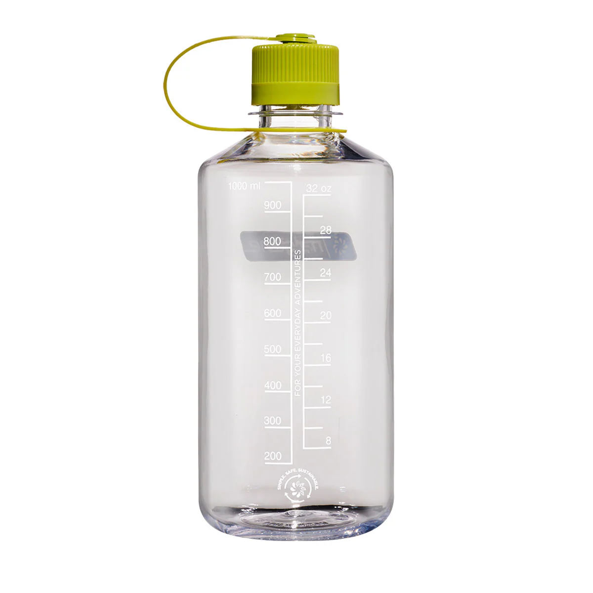 Nalgene Narrow Mouth 1L Tritan Sustain Water Bottle - Clear (Green Cap) - Image 2