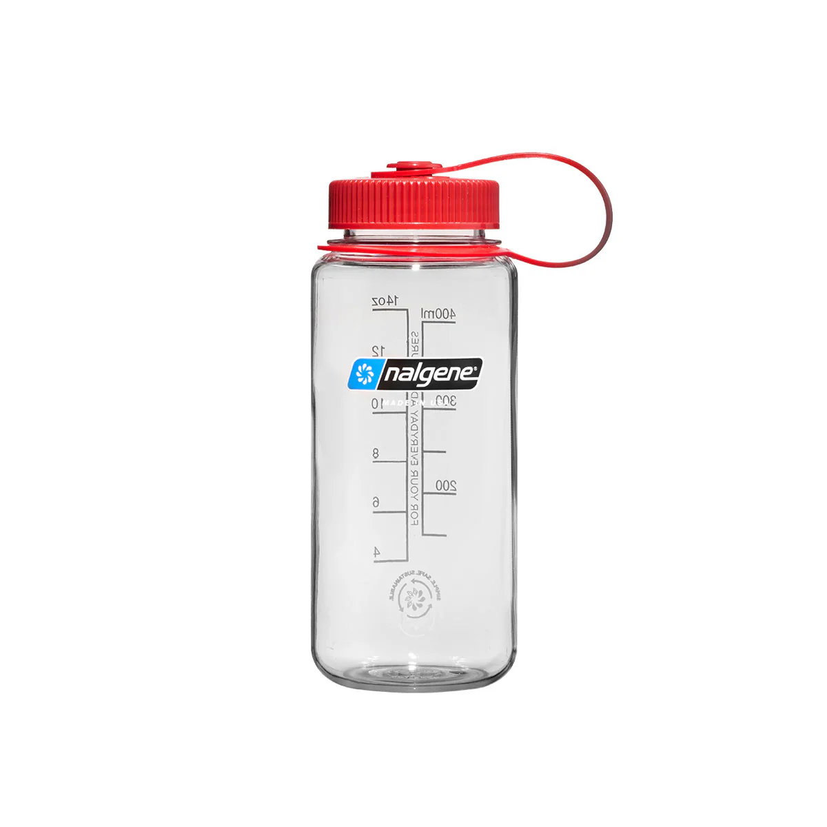 Nalgene Wide Mouth 500ml Tritan Sustain Water Bottle - Clear - Red Cap