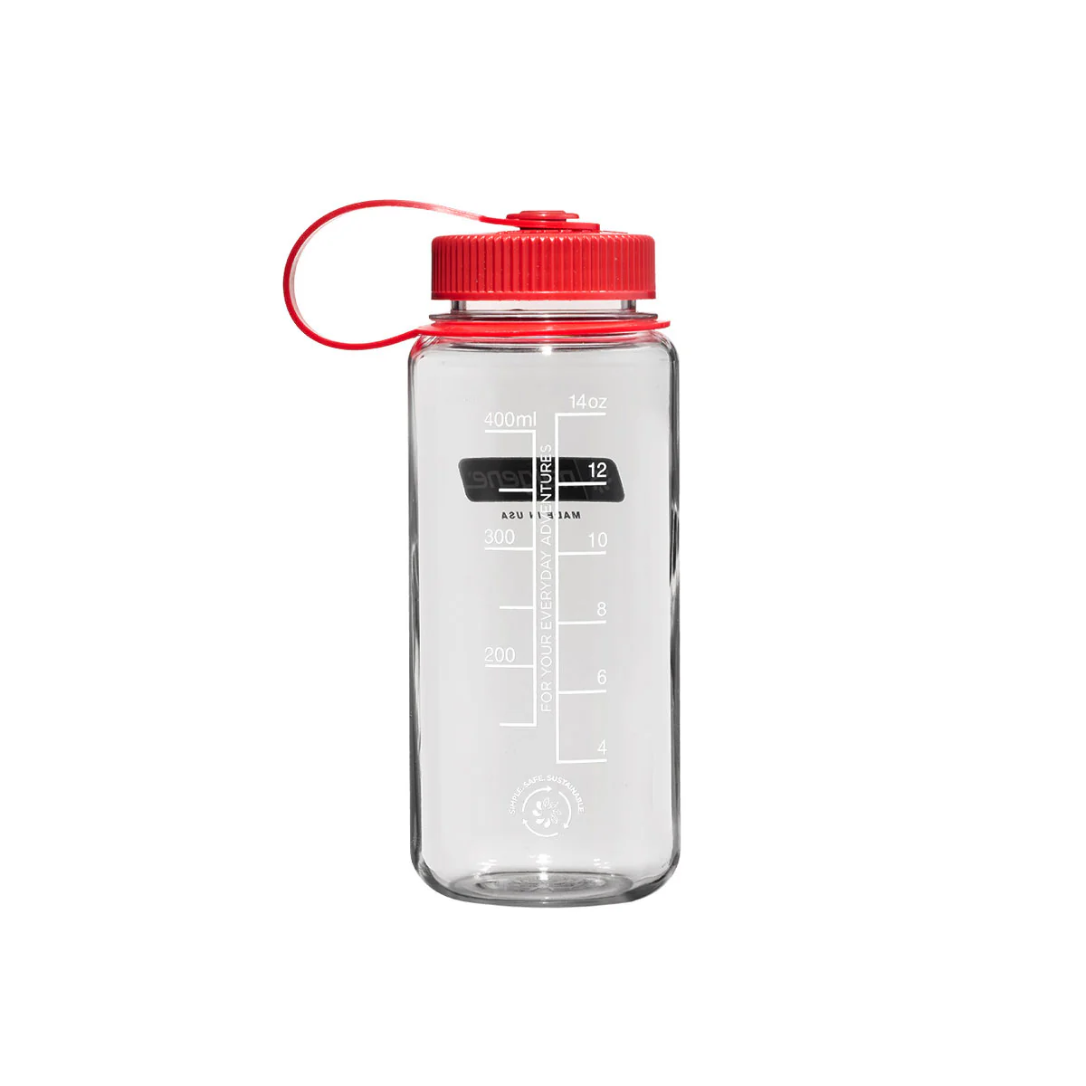 Nalgene Wide Mouth 500ml Tritan Sustain Water Bottle - Clear - Red Cap - Image 2