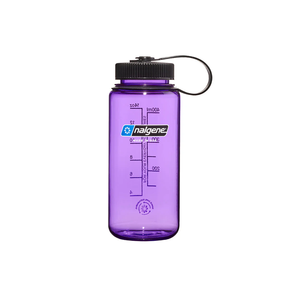 Nalgene Wide Mouth 500ml Tritan Sustain Water Bottle - Purple - Black Cap