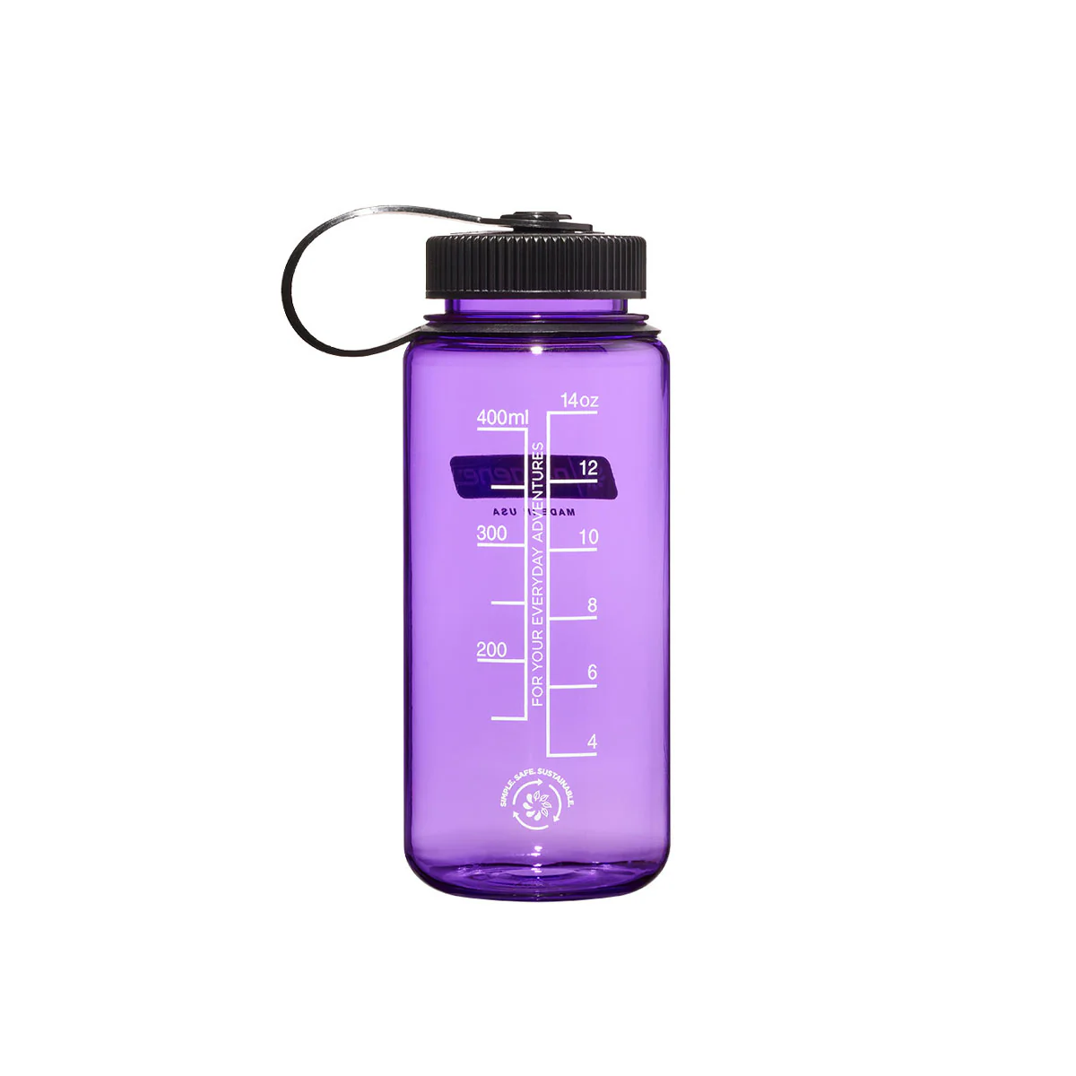 Nalgene Wide Mouth 500ml Tritan Sustain Water Bottle - Purple - Black Cap - Image 2