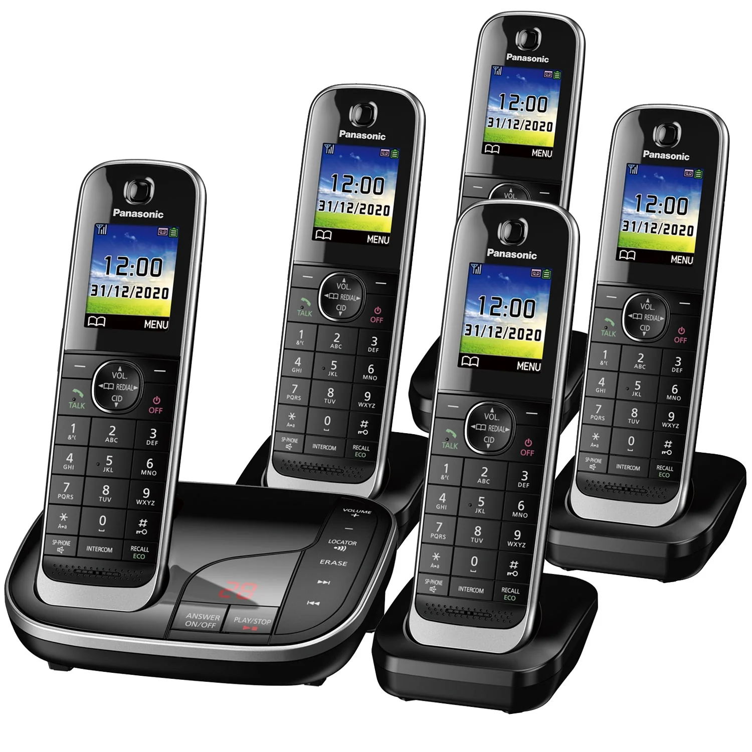 Panasonic KX-TGJ325EB Cordless Phone, Five Handsets with Nuisance Call Blocker