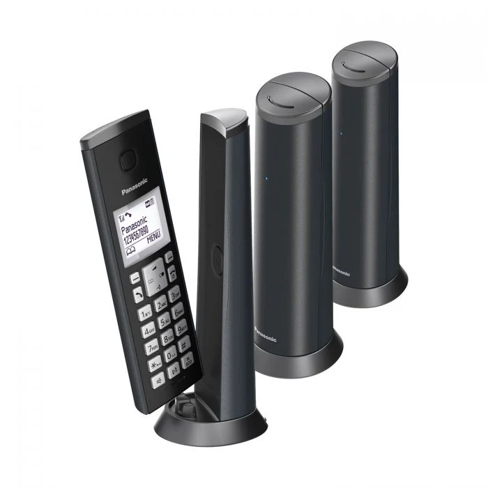 Panasonic KX-TGK223EB Designer Cordless Phone, Trio Handset with Answer Machine