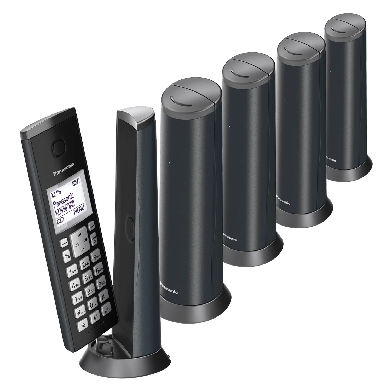Panasonic KX-TGK225EM Designer Cordless Phone, Five Handset with Answer Machine