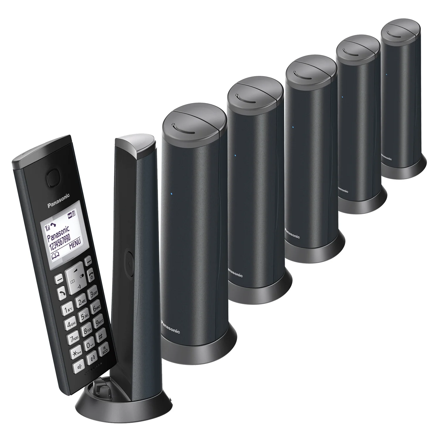 Panasonic KX-TGK226EM Designer Cordless Phone, Six Handset with Answer Machine