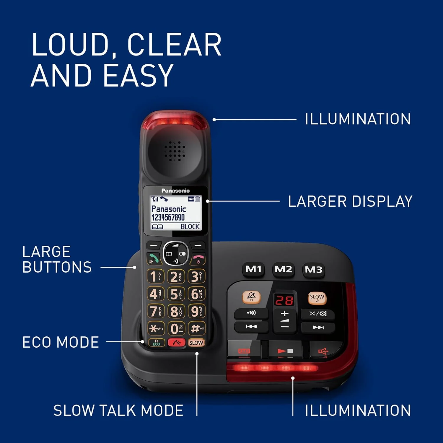 Panasonic KX-TGM424 Quad Big Button Cordless Phones - Image 9