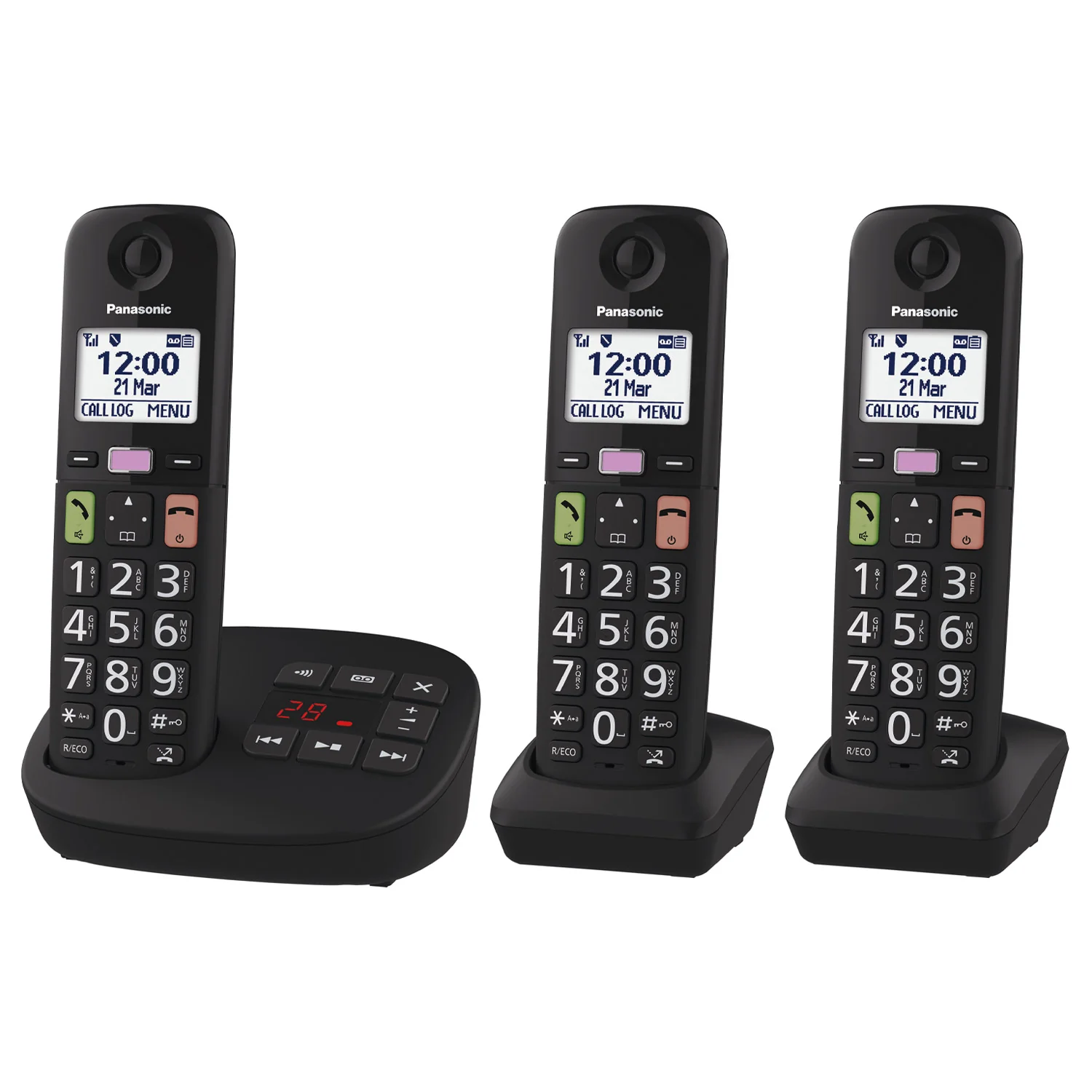 Panasonic KX-TGU133EB Big Button Cordless Phones, Three Handsets - Image 2
