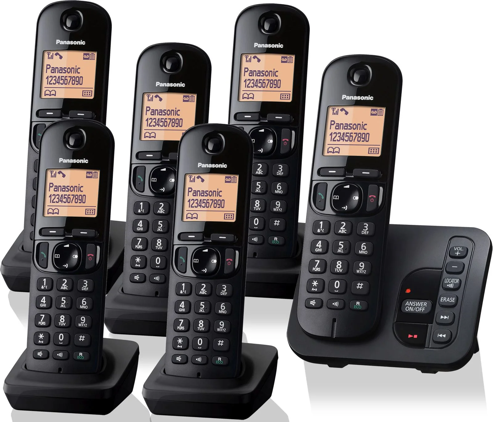 Panasonic KX-TGC 226EB Cordless Phone, Six Handsets with Answer Machine