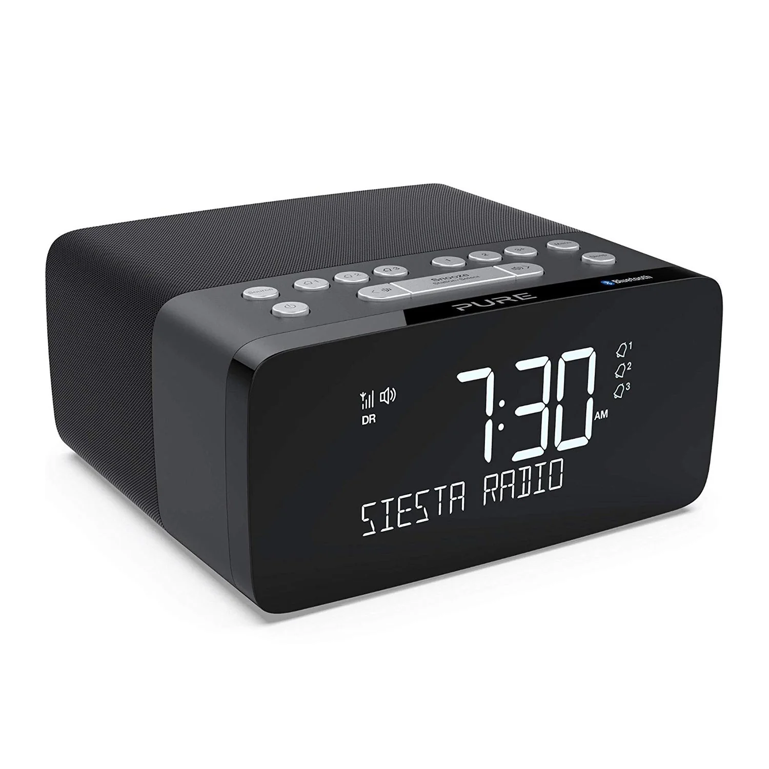 Pure Siesta Charge DAB/DAB+/FM Bluetooth Clock Radio with Wireless Charging Pad in Graphite - Image 2