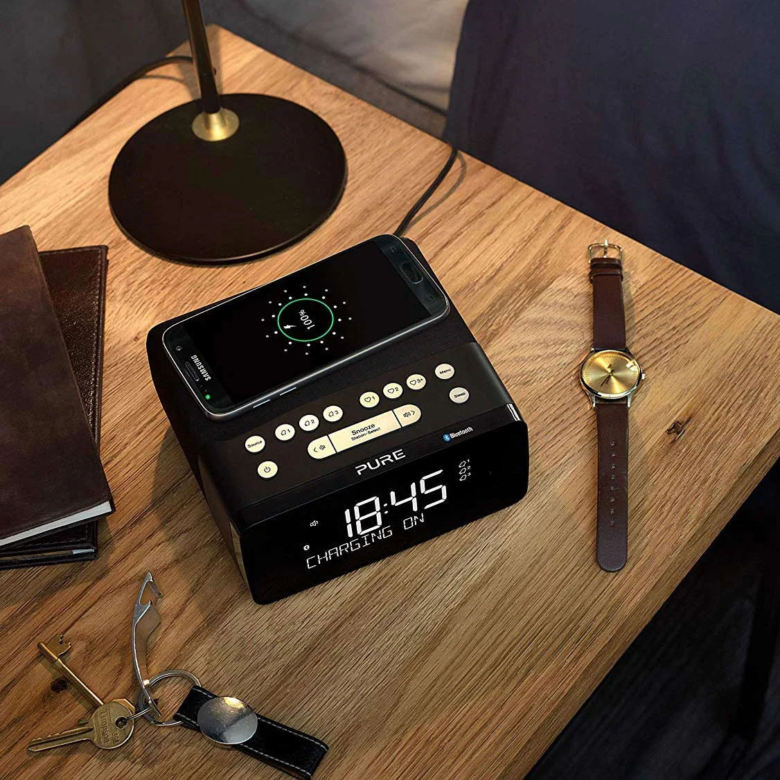 Pure Siesta Charge DAB/DAB+/FM Bluetooth Clock Radio with Wireless Charging Pad in Graphite - Image 6