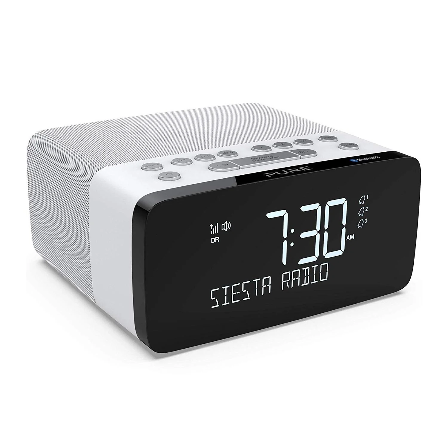 Pure Siesta Charge DAB/DAB+/FM Bluetooth Clock Radio with Wireless Charging Pad in Polar - Image 2