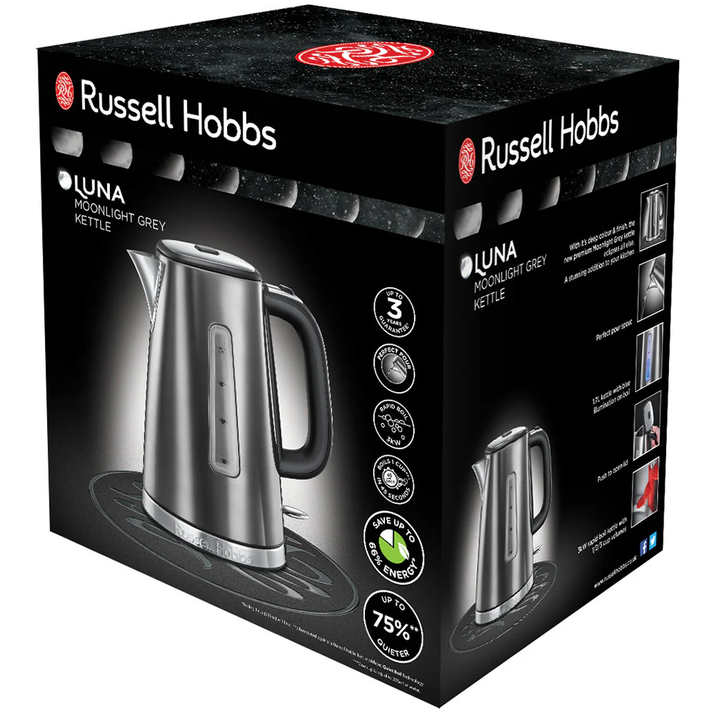 Russell Hobbs Luna Quiet Boil 1.7L Kettle in Grey - Image 6