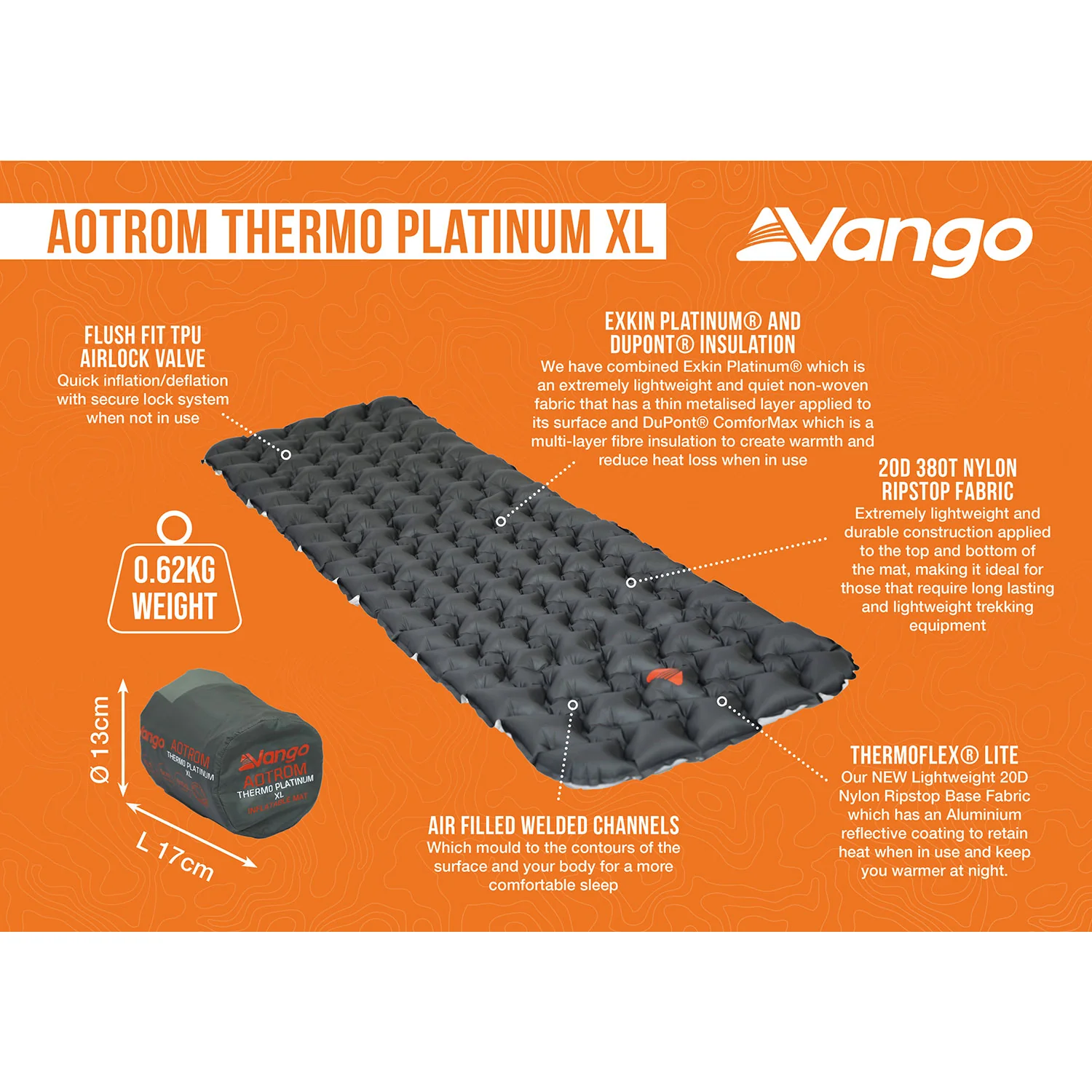 Vango Aotrom Thermo Platinum XL Sleeping Mat - Image 2