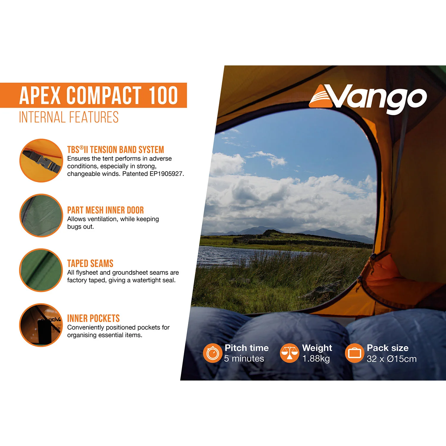 Vango Apex Compact 100 1-Person Tent - Image 3