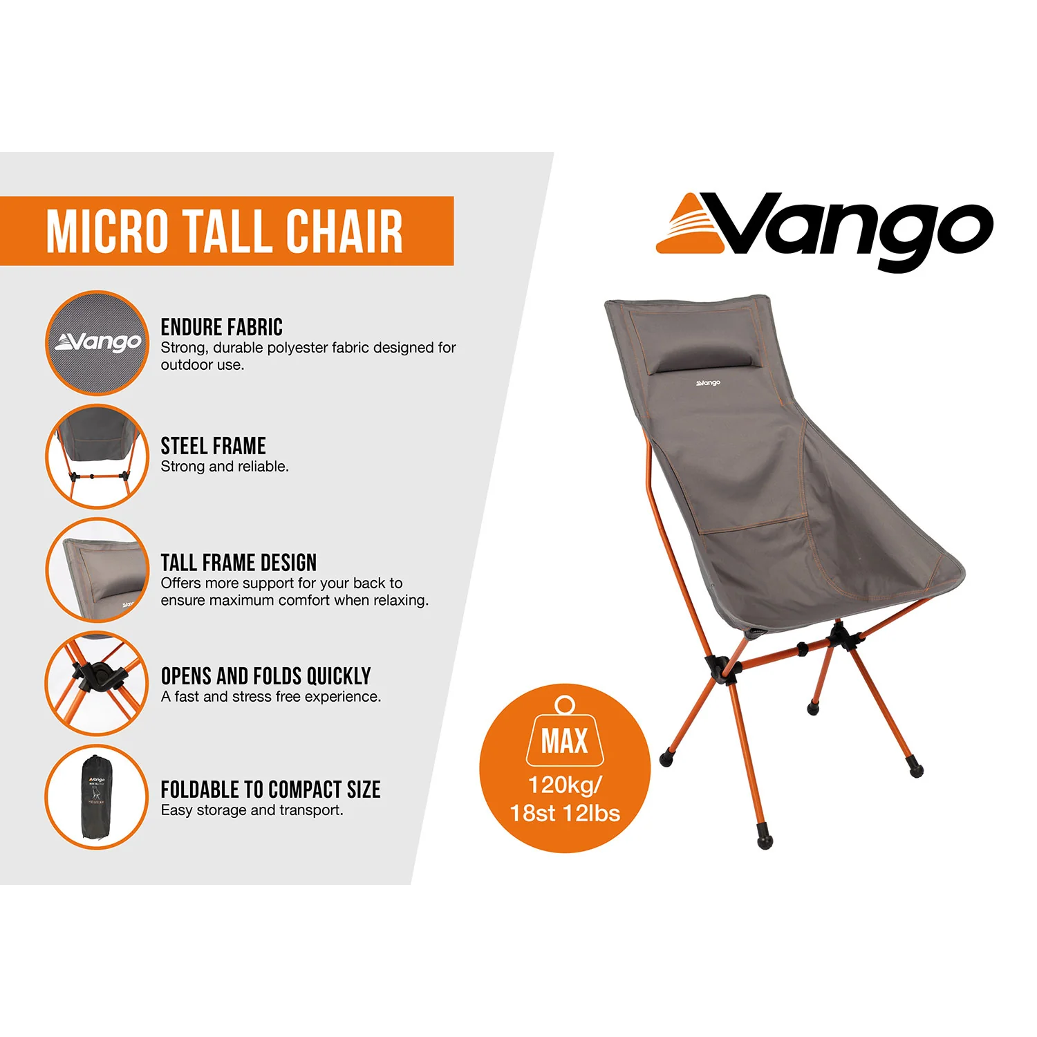 Vango Micro Tall Chair - Excalibur - Image 3