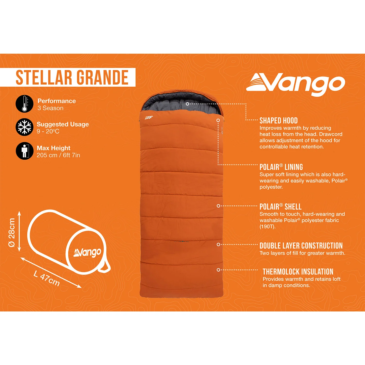 Vango Stellar Grande Sleeping Bag - Harissa - Image 2