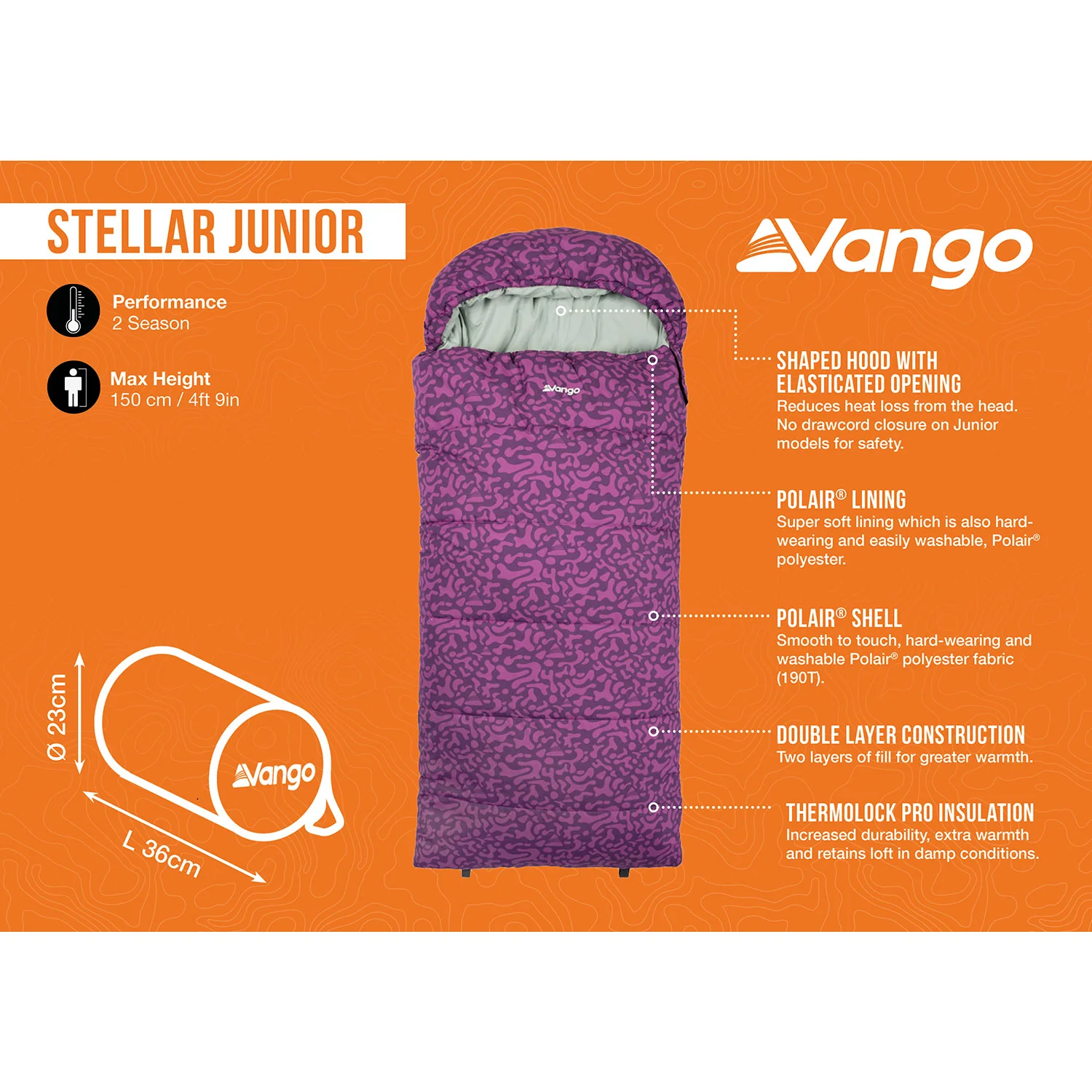 Vango Stellar Junior Kids Sleeping Bag - Byzantium - Image 2